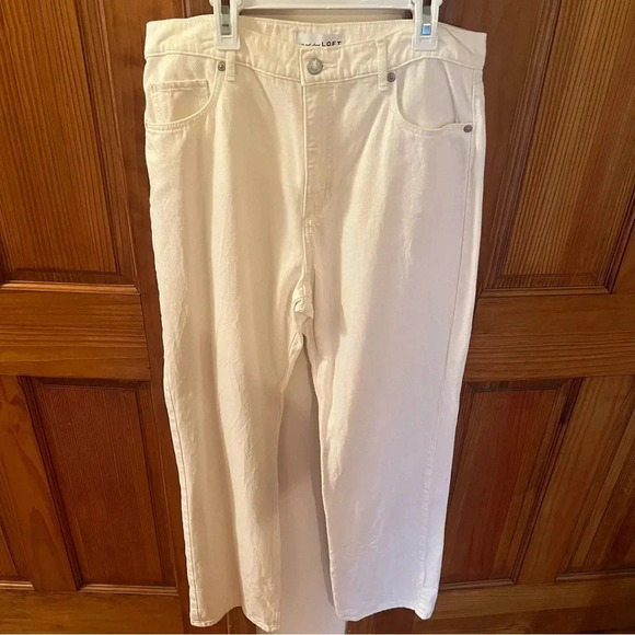 LOFT High Rise Full Length Straight Jeans in Popcorn 29/8 - Picture 3 of 10